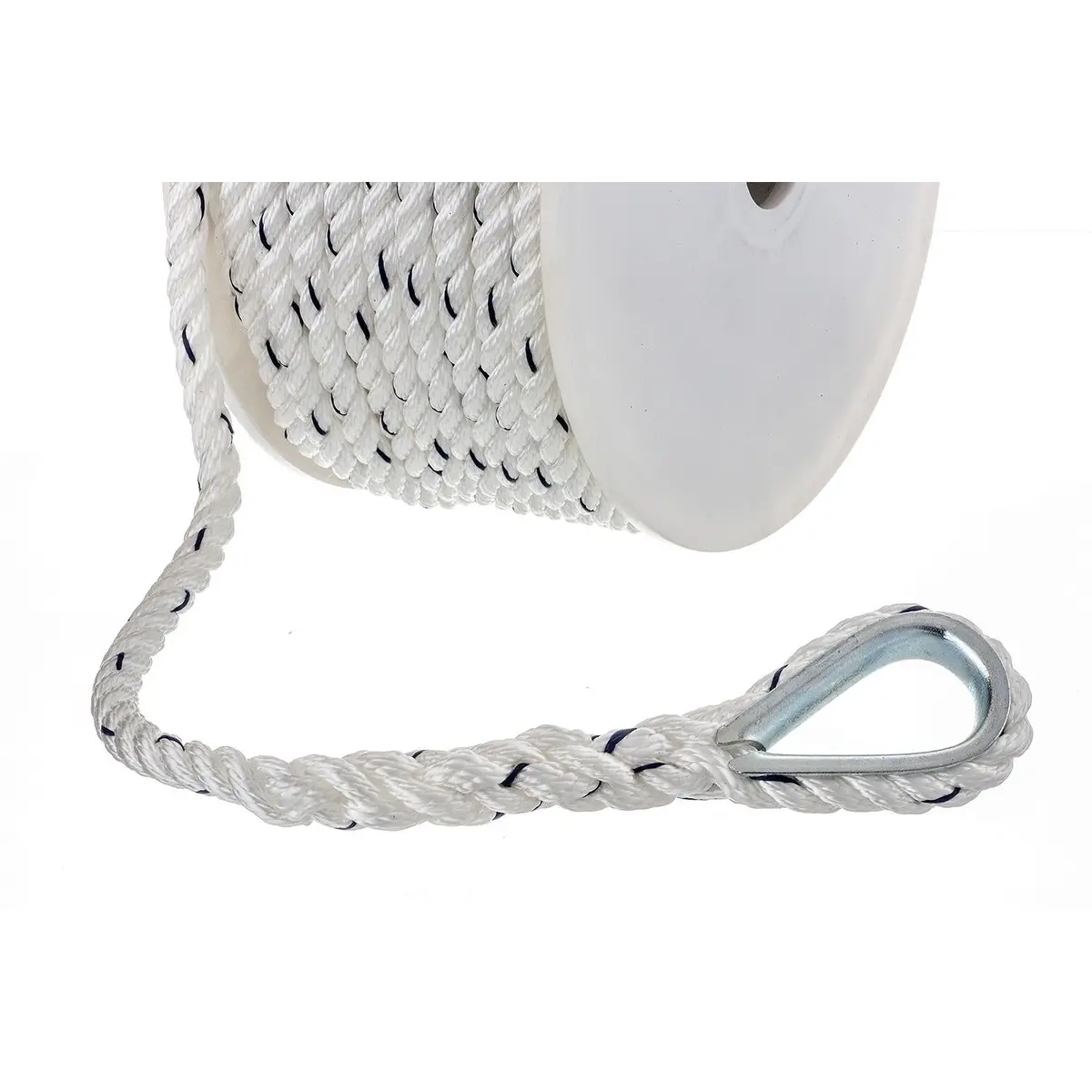 Seachoice 47711 Premium 3-Strand Twisted Nylon Anchor Line White W/ Blue Tracer, 3/8" X 100' 1