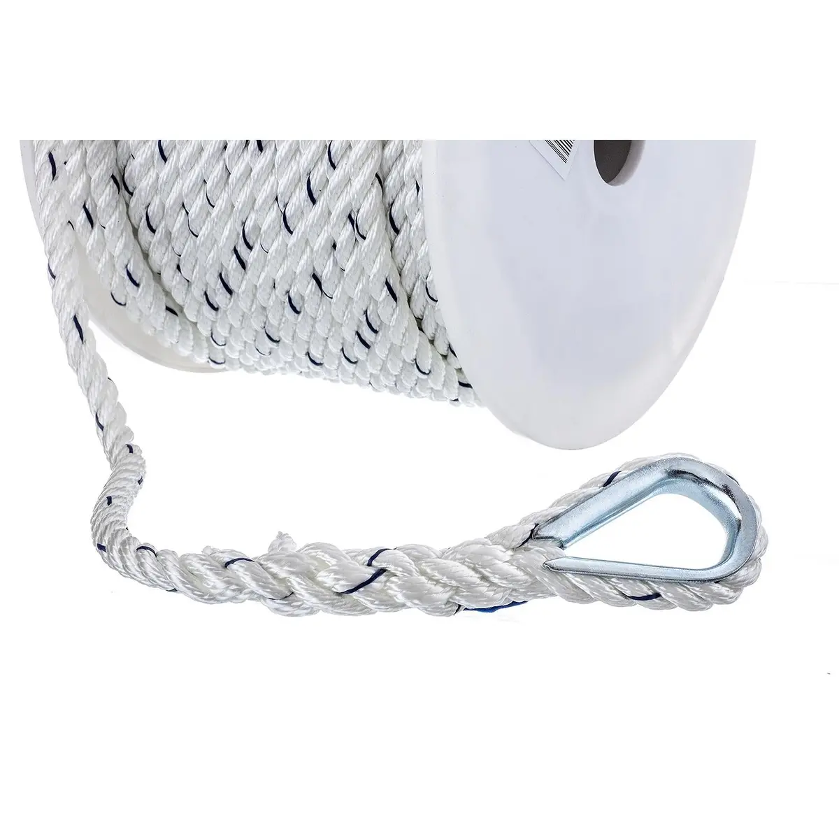 Seachoice 47721 Premium 3-Strand Twisted Nylon Anchor Line White W/ Blue Tracer, 3/8" X 150' 2