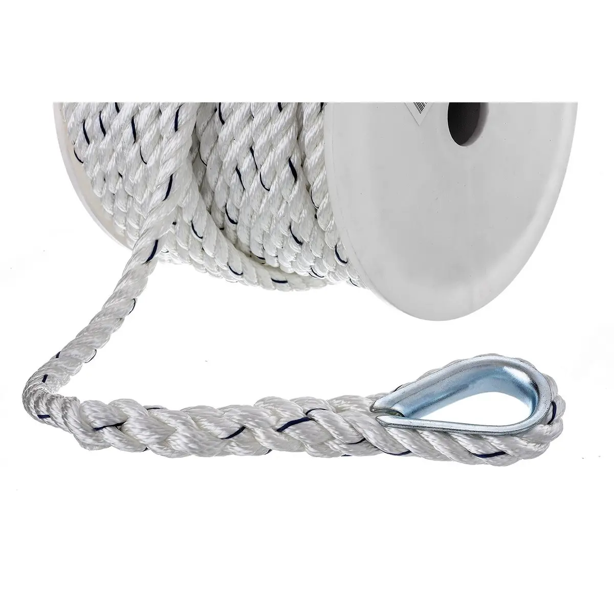 Seachoice 47731 Premium 3-Strand Twisted Nylon Anchor Line White W/ Blue Tracer, 1/2" X 100' 2