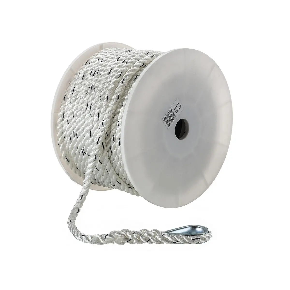 Seachoice 47741 Premium 3-Strand Twisted Nylon Anchor Line White W/ Blue Tracer, 1/2" X 150' 2