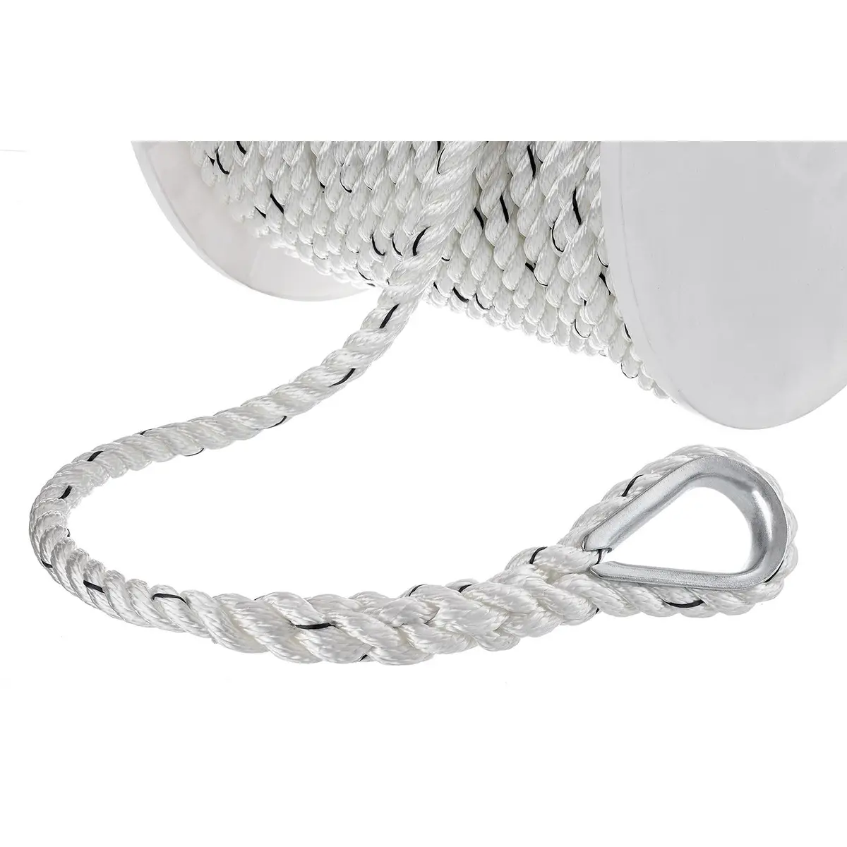 Seachoice 47751 Premium 3-Strand Twisted Nylon Anchor Line White W/ Blue Tracer, 1/2" X 200' 2