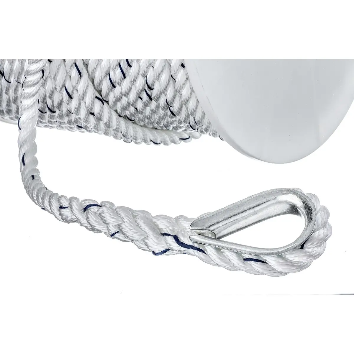 Seachoice 47781 Premium 3-Strand Twisted Nylon Anchor Line White W/ Blue Tracer, 1/2" X 250' 1