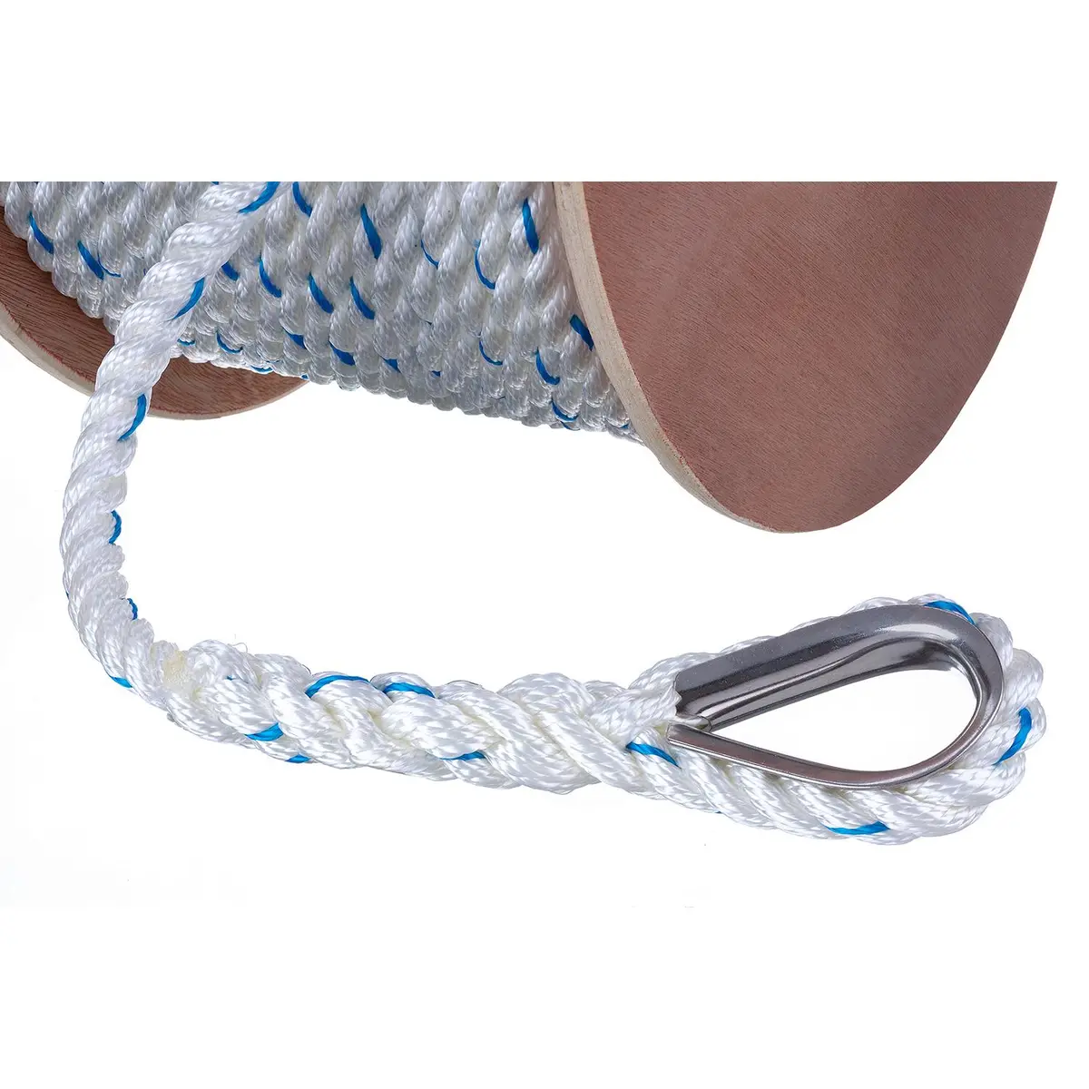 Seachoice 47931 Premium 3-Strand Twisted Nylon Anchor Line White W/ Blue Tracer, 5/8" X 250' 1