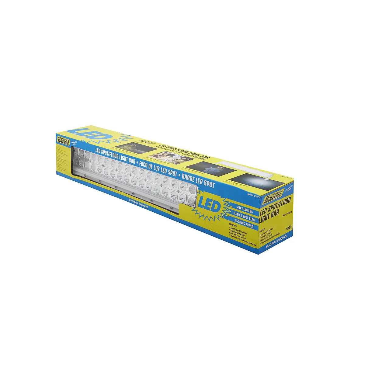 Seachoice Ucl20cwsch 51673 Led Spot/Flood Light Bar, Black Housing, 40 Leds, 21.26", 12/24V 2