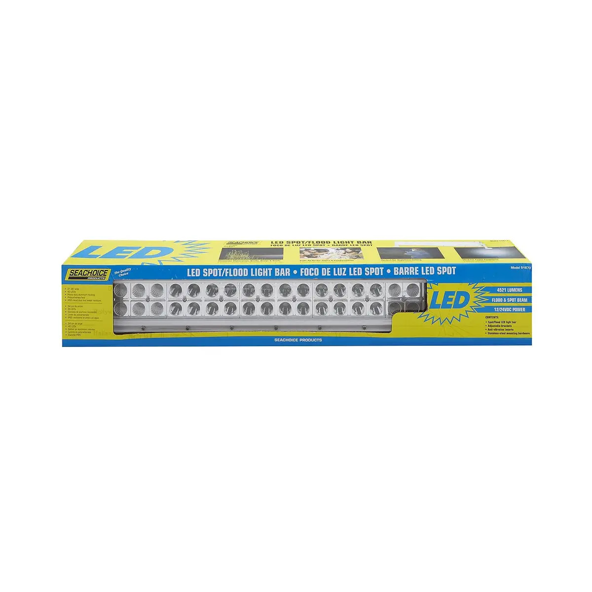 Seachoice Ucl20cwsch 51673 Led Spot/Flood Light Bar, Black Housing, 40 Leds, 21.26", 12/24V 1