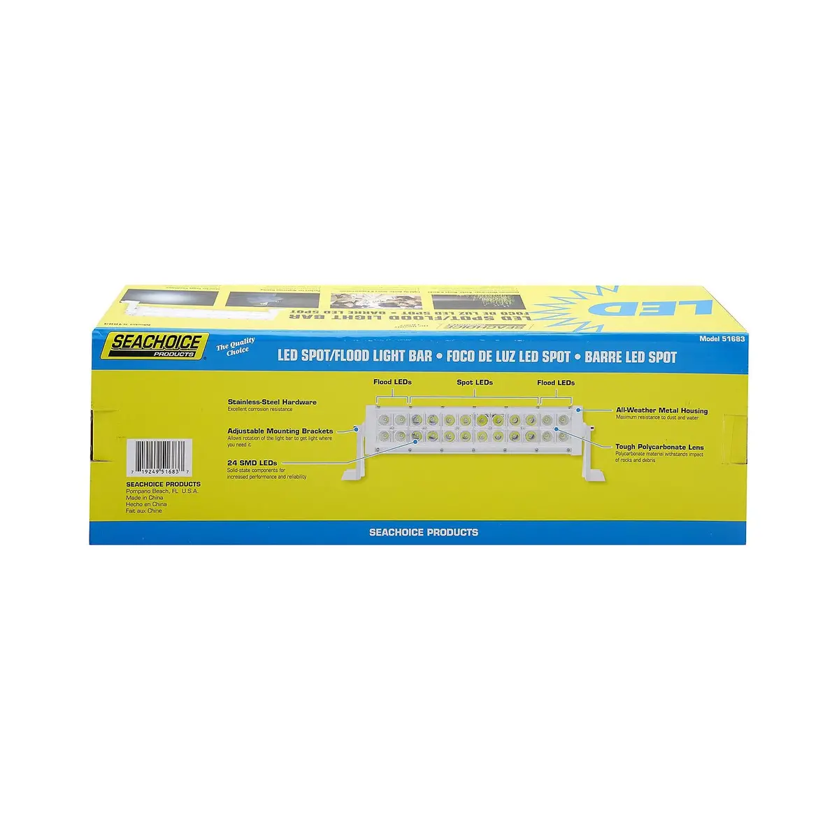 Seachoice Ucl21cwsch 51683 Led Spot/Flood Light Bar, White Housing 24 Leds, 13.6", 12/24V 1