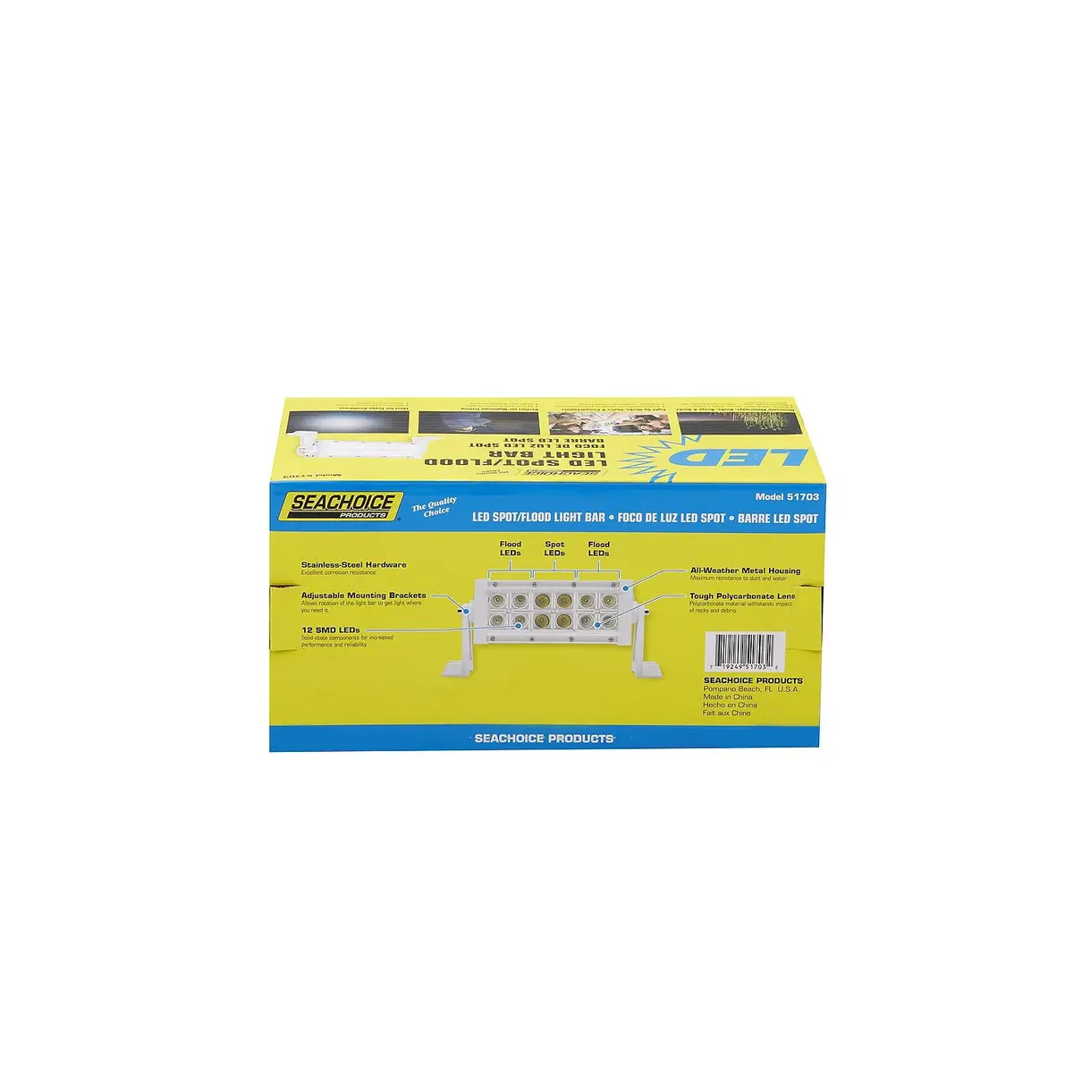 Seachoice Ucl23cwsch 51703 Led Spot/Flood Light Bar, White Housing, 12 Leds, 7.25", 12/24V 1