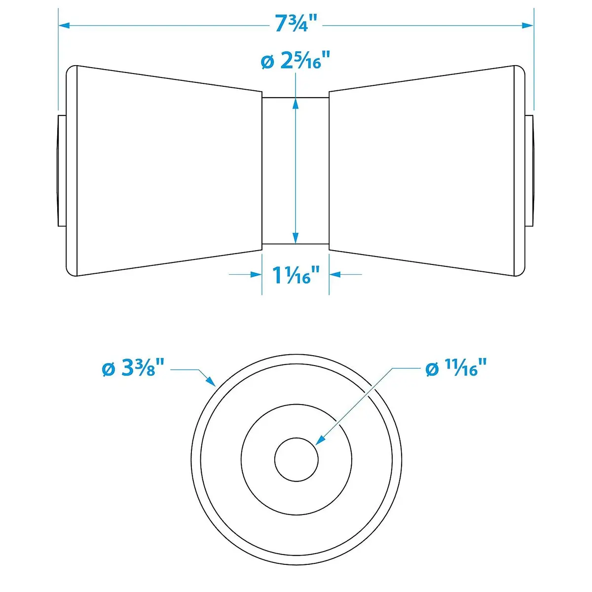 Seachoice 56070 Heavy Duty Keel Roler-8 -5/8 Id(Bulk) 1