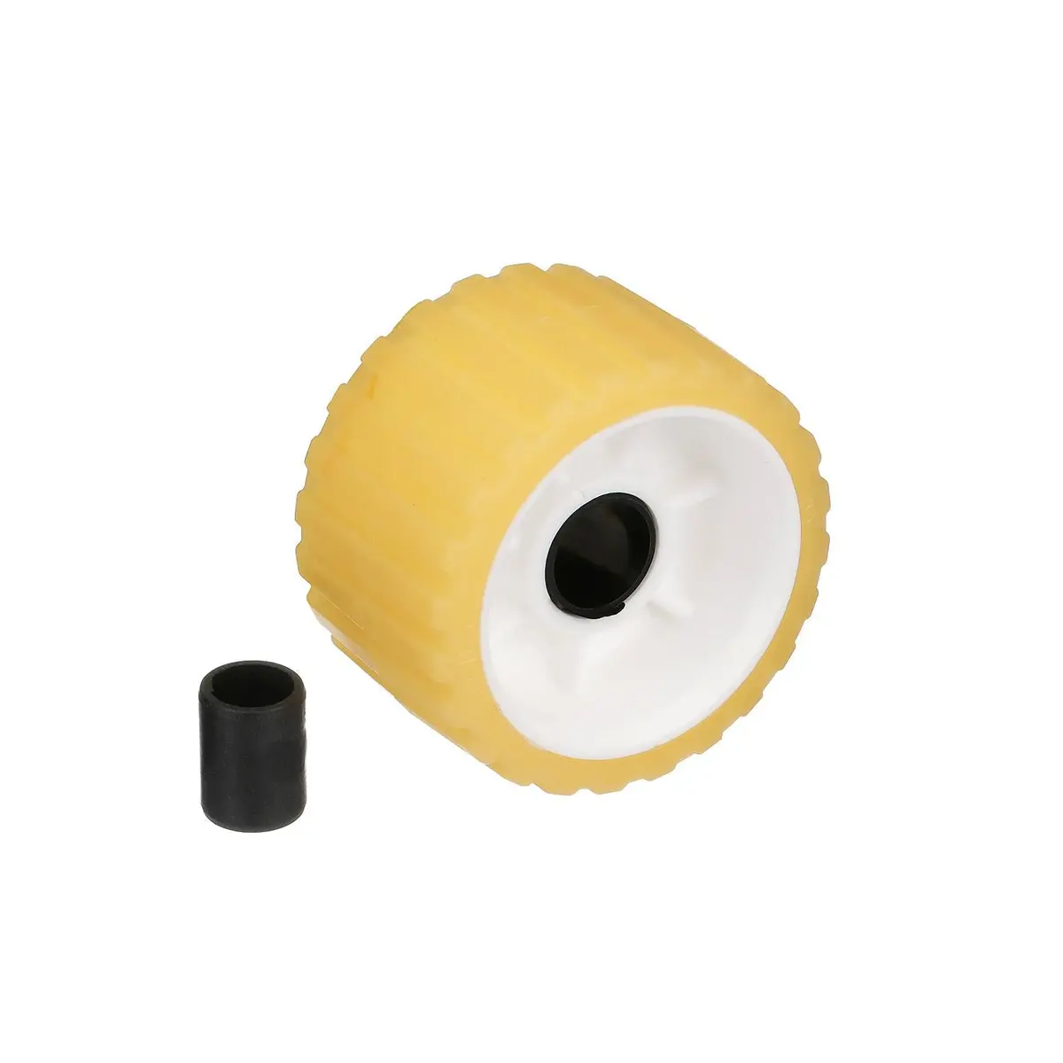 Seachoice 56540 Non-Marking Tp Yellow Rubber Ribbed Roller 5" D X 3" W W/ 1-1/8", Id Hole 1