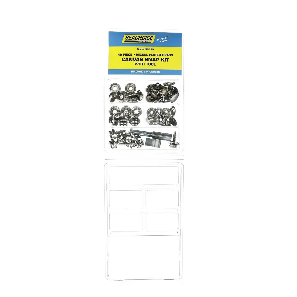 Seachoice Kp7260sc 59439 Nickel Plated Brass Canvas Snap Kit With Tool 48 Piece 1