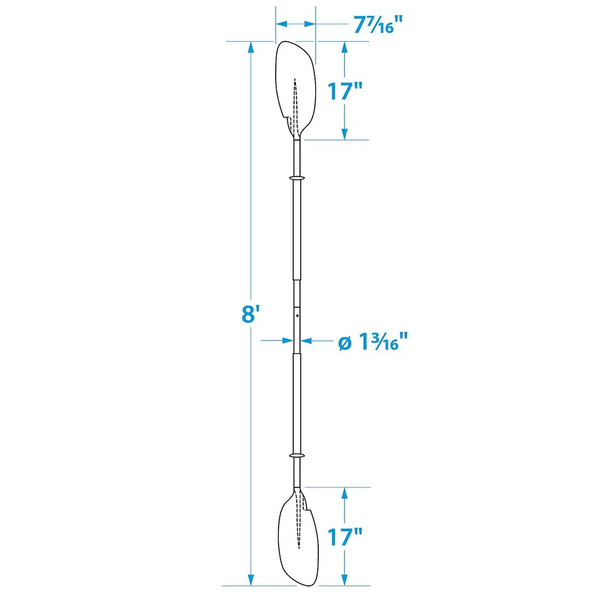 Seachoice 71137 Curved-Blade Kayak Paddle, 8' 1