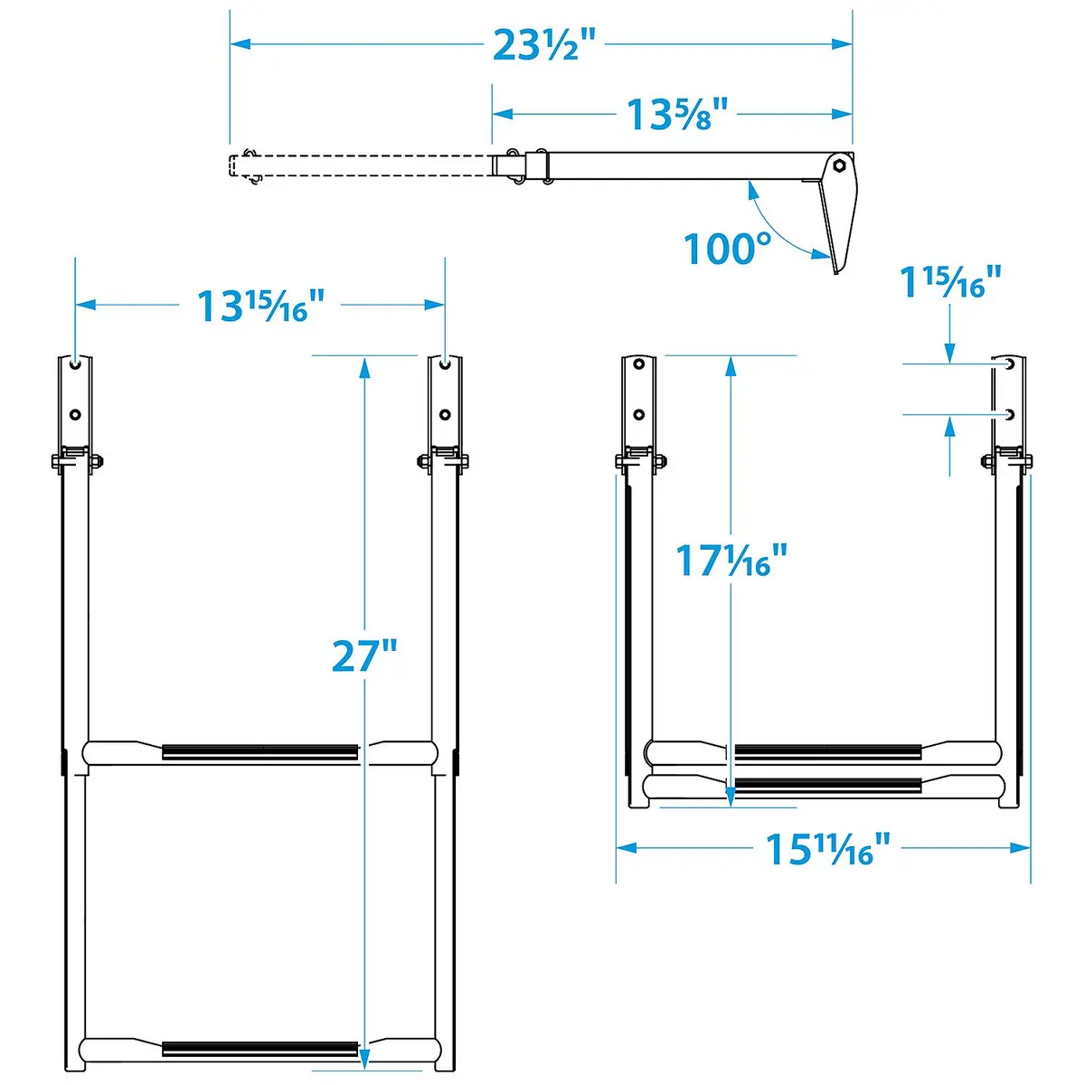 Seachoice 71281 Telescoping Ladder Only For Universal Swim Platform W/ Top Mount, Ladder 2