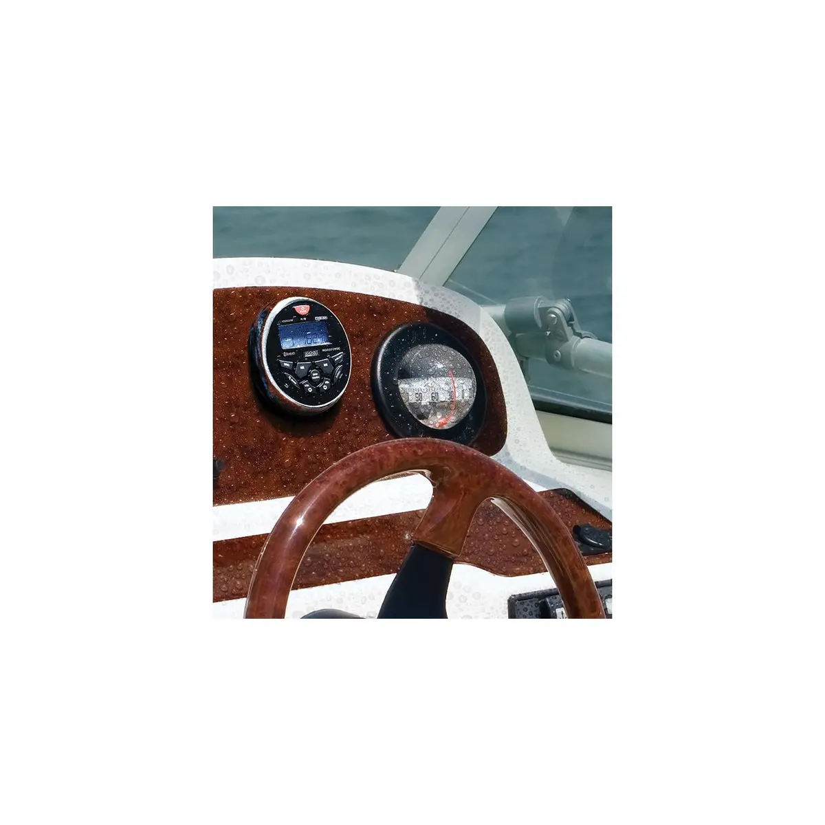 Seachoice Mgr350bsc 72104 Bluetooth In-Dash Marine Gauge Stereo, Round Face 1