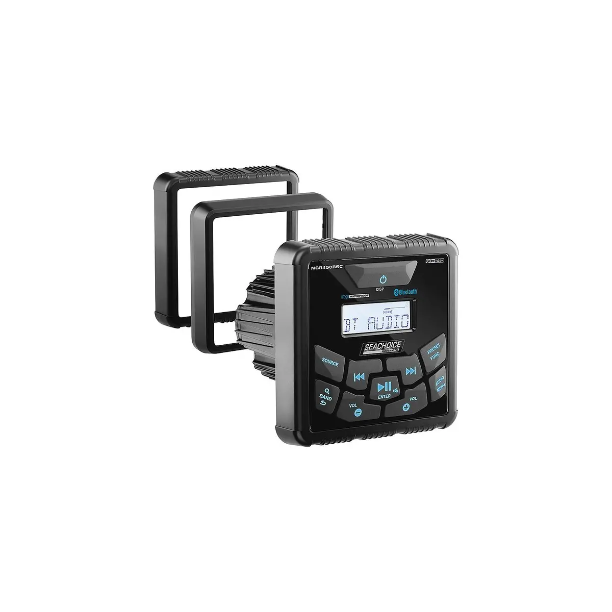 Seachoice Mgr450bsc 72106 Bluetooth In-Dash Marine Gauge Stereo, Square Face 1