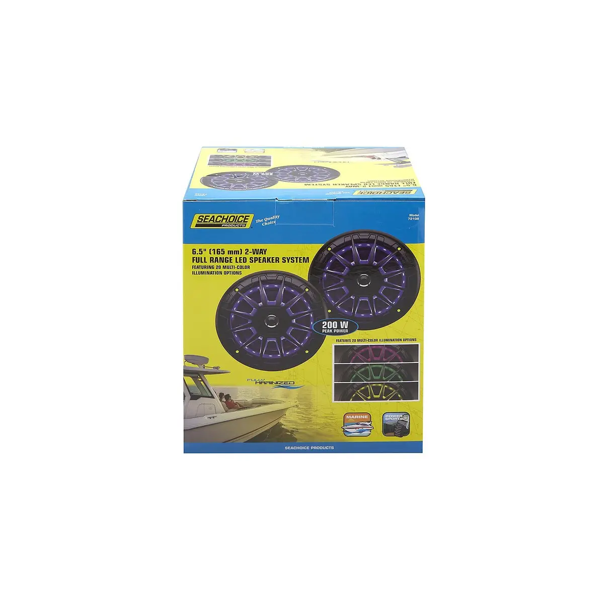 Seachoice Mrgb65sc 72108 6-1/2" 2-Way Full Range Speakers With Led Lights 1