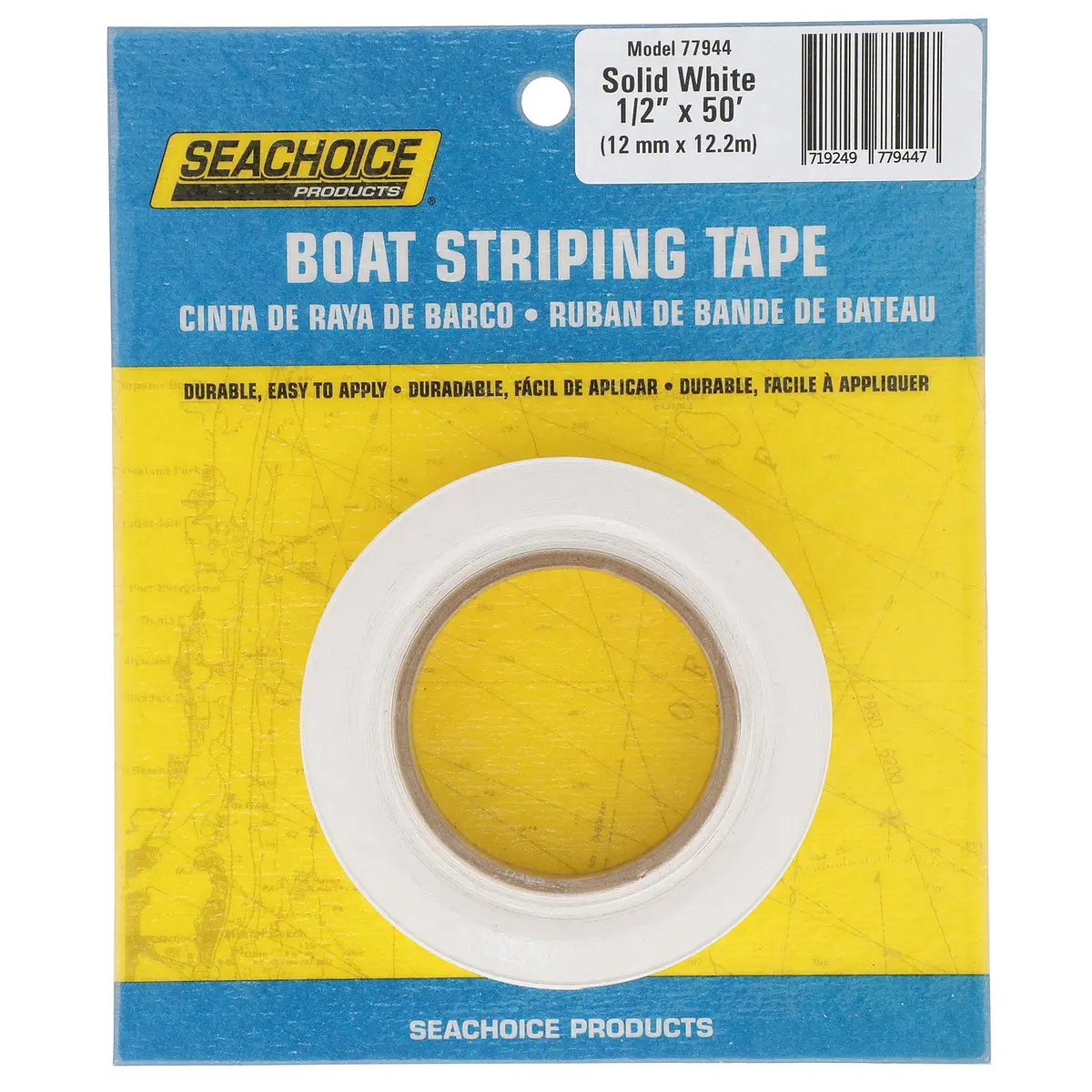 Seachoice 77944 Boat Striping Tape, White 1/2" X 50' 1