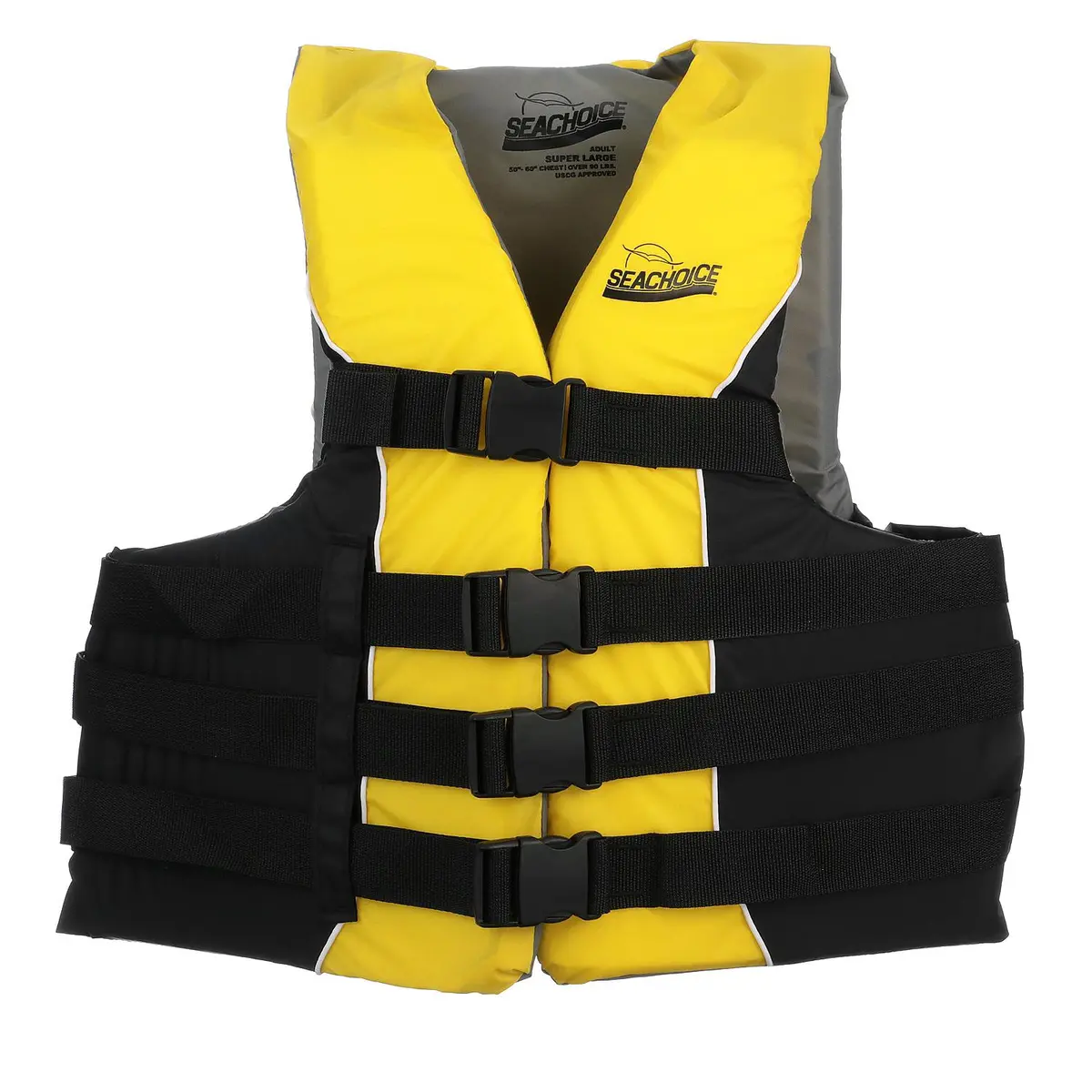 Seachoice 50-86430 Deluxe 4-Belt Ski Vest Yellow/Black, Xxl/Xxxl 1