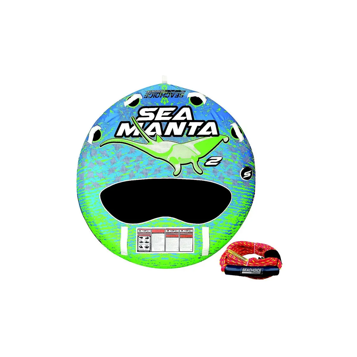 Seachoice 21-1100 86923 Sea-Manta Deck Tube W/Tow Rope, 1-2 Rider 1