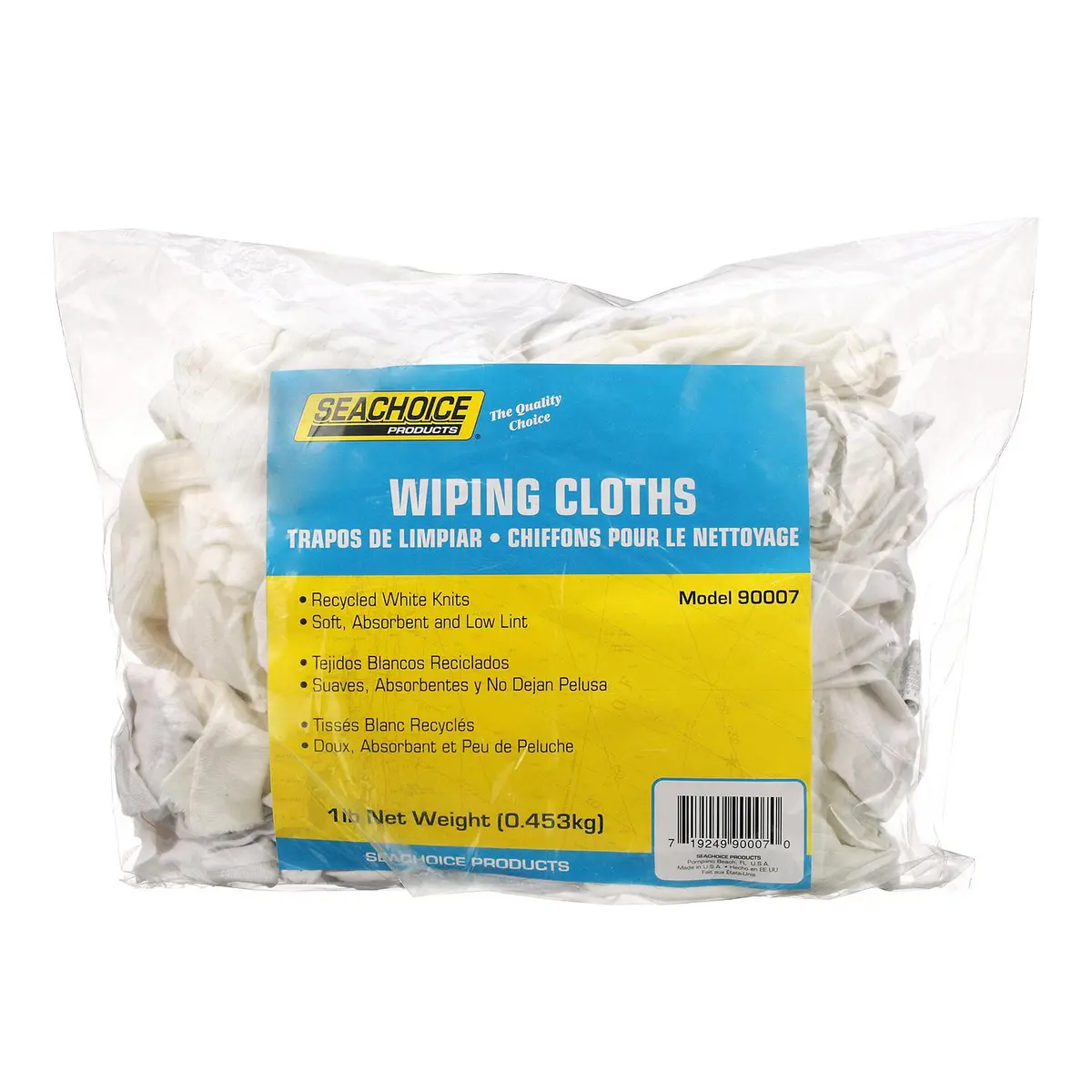 Seachoice 7402-01-12-Sc 90007 Recycled White Knits Wiping Cloths, 1-Lb. Bag 1
