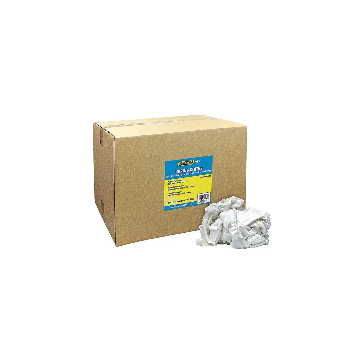 Seachoice 7402-50-Sc 90030 Recycled White Knits Wiping Cloths, 40-Lb. Box 1