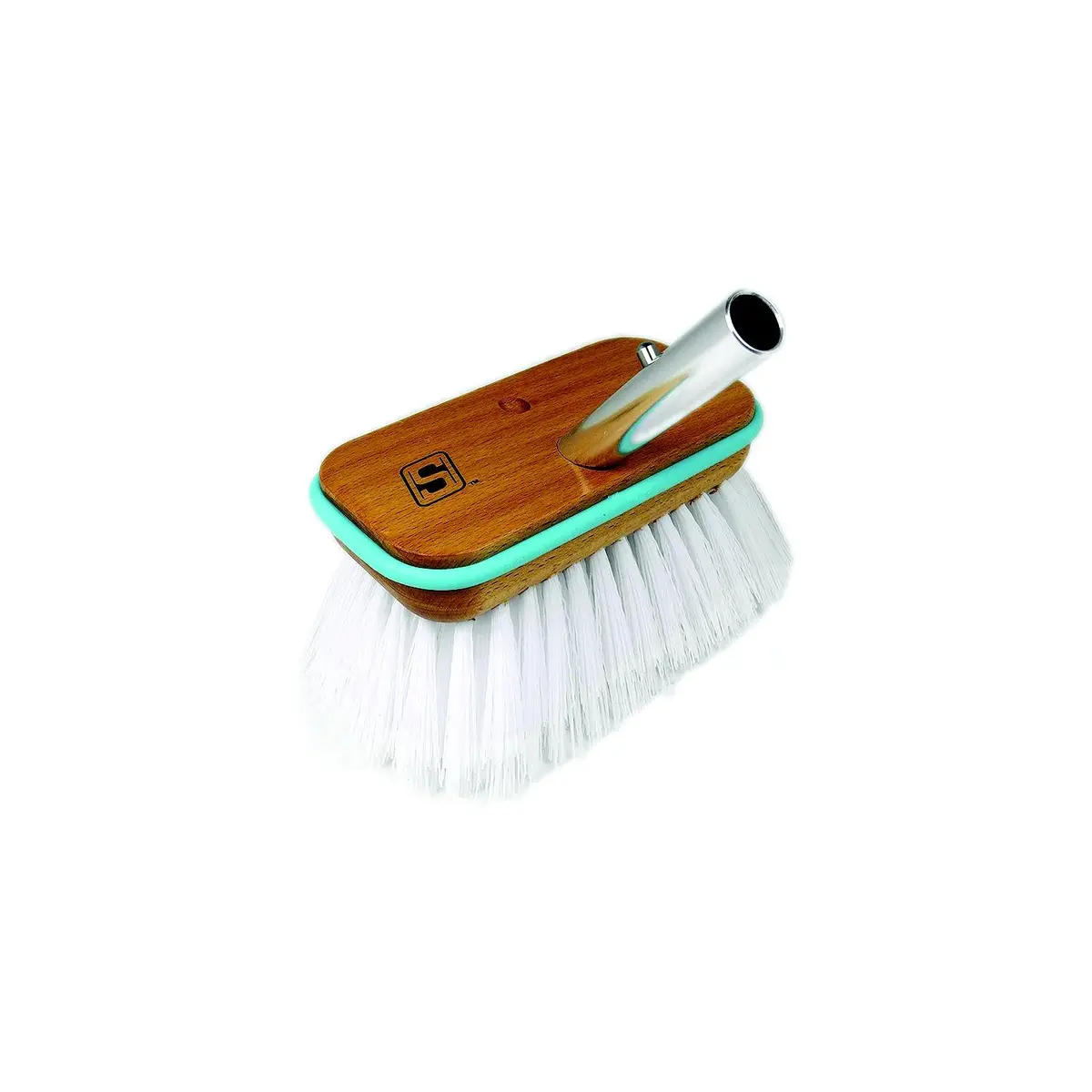 Seachoice Qym0106-Wstiff 90456 Deck Brush W/ Bumper Wood, Size: 6", (White Poly) 1