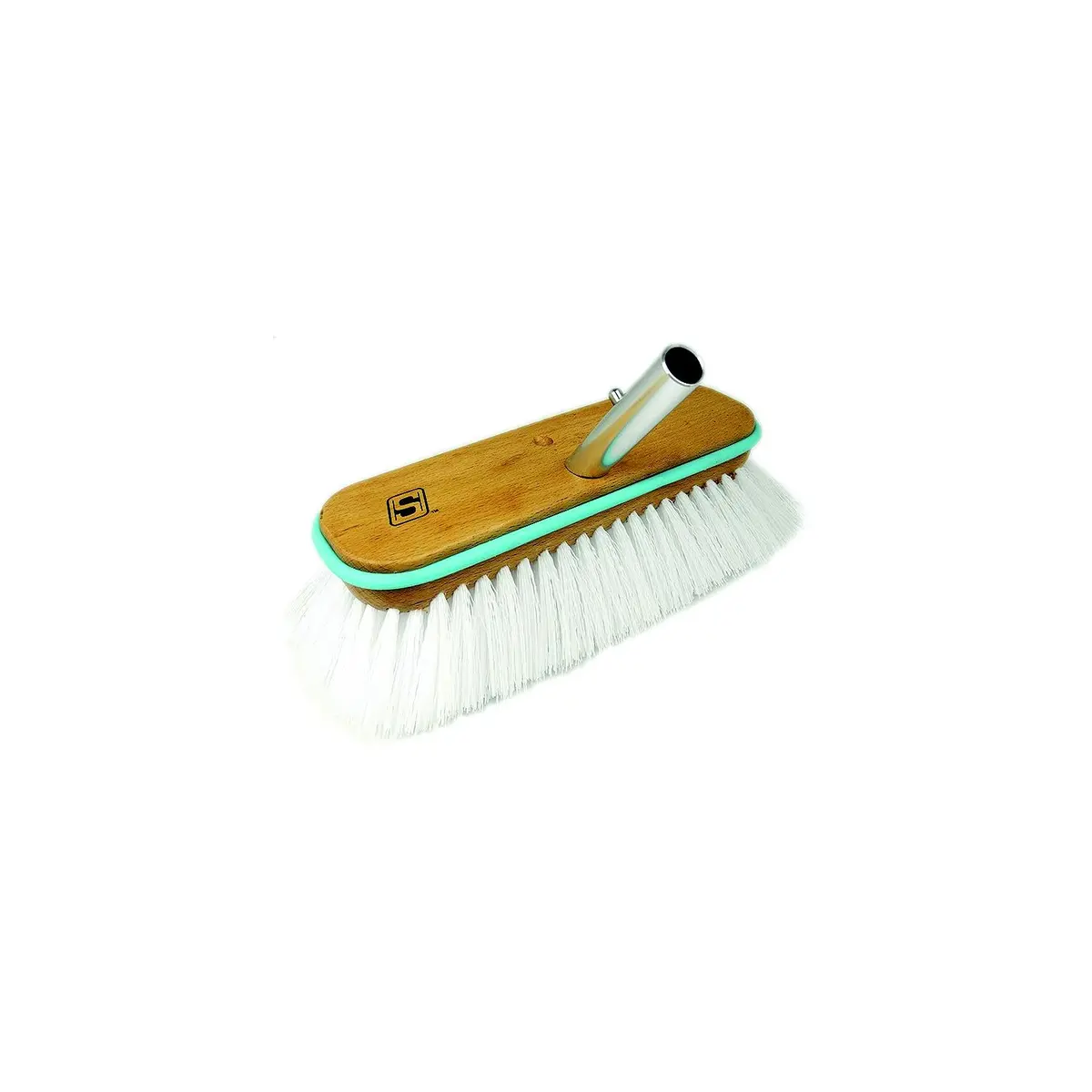 Seachoice Qym0210-Wstiff 90466 Deck Brush W/ Bumper Wood, Size: 10", (White Poly) 1
