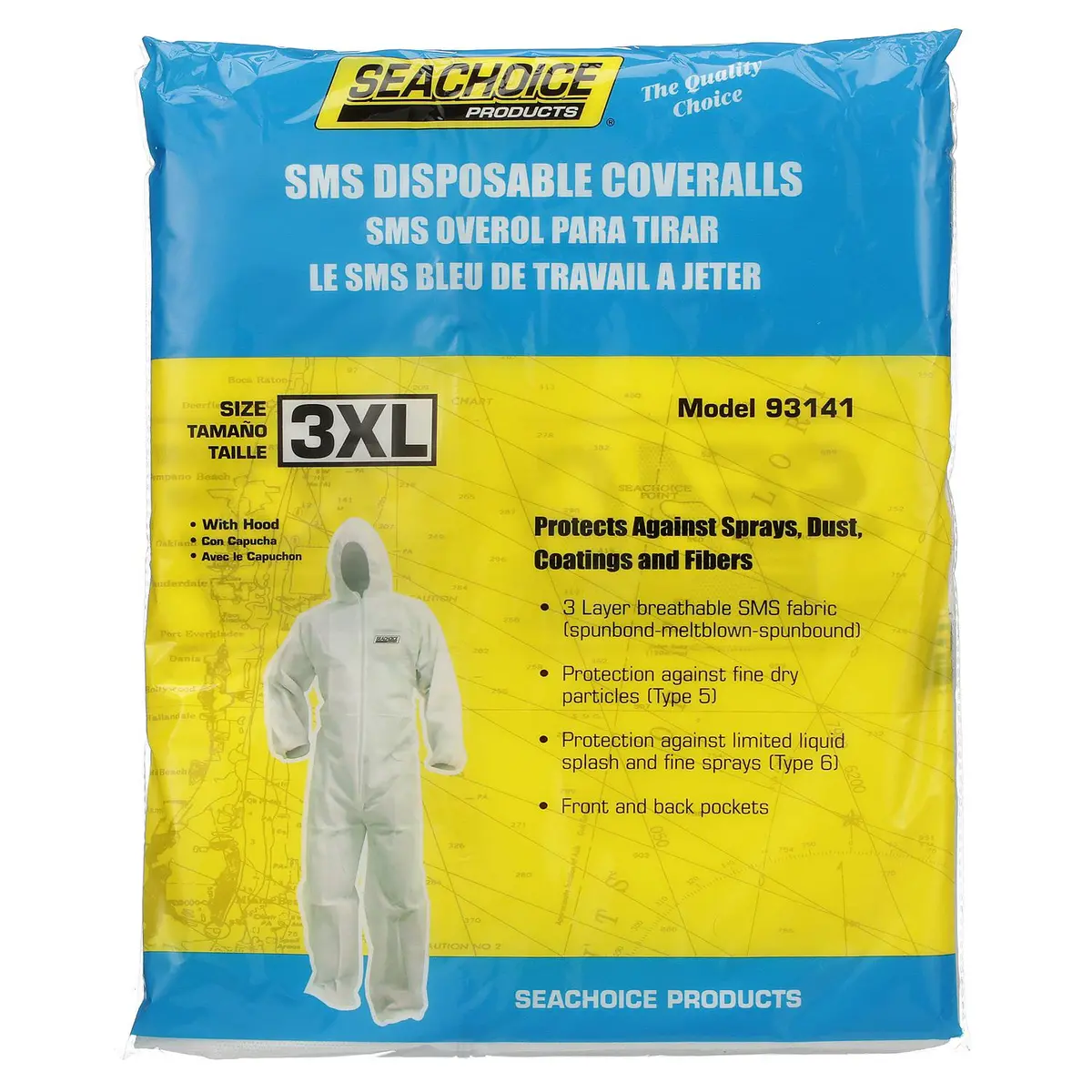 Seachoice 93141 Sms Breathable Disposable Paint Suit With Hood 1