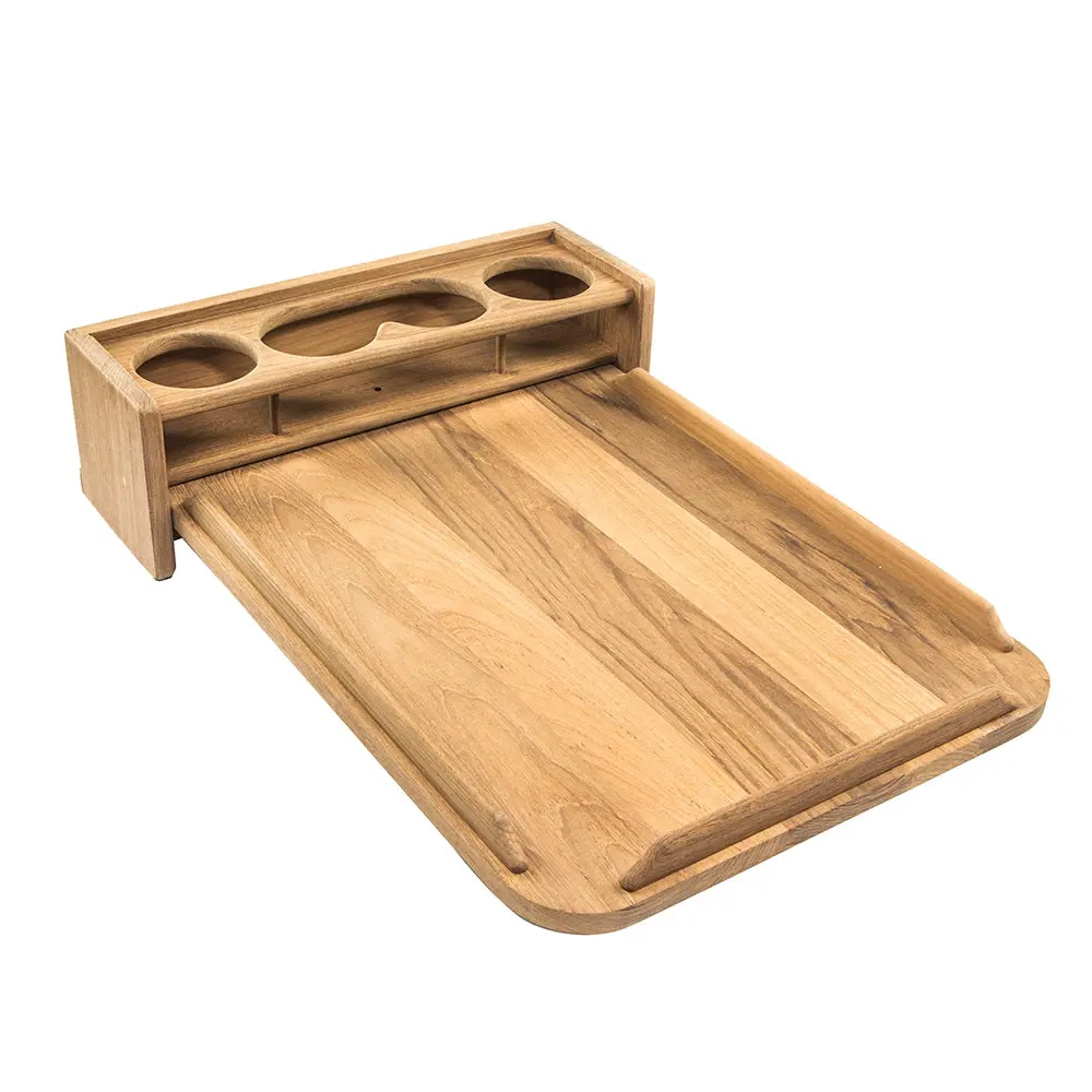 Whitecap 61394C Teak Drinkholder W/Removable Cockpit Table Top Holds 4 Glasses 1