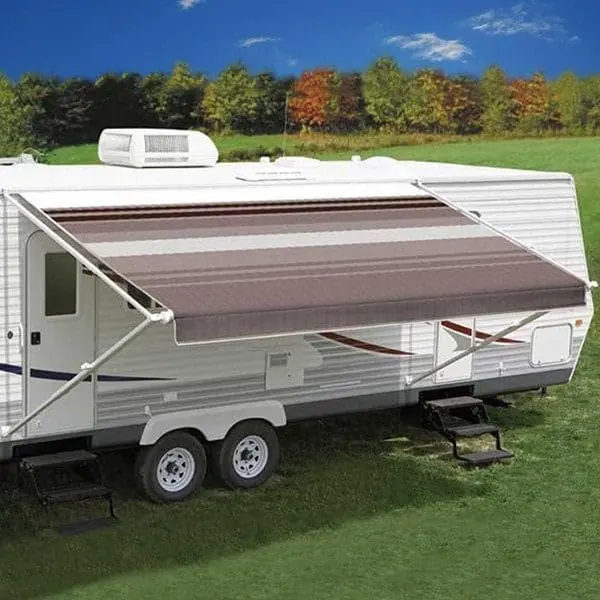 Powerwinch Ju208a00 Carefree Standard Awning Fabric, 20', Sierra Brown Fade Both Sides, White Weatherguard, 1-Piece Vinyl 2