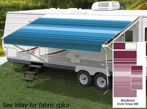Powerwinch Ju208b00 Carefree Standard Awning Fabric, 20', Bordeaux Fade Both Sides, White Weatherguard, 1-Piece Vinyl 1