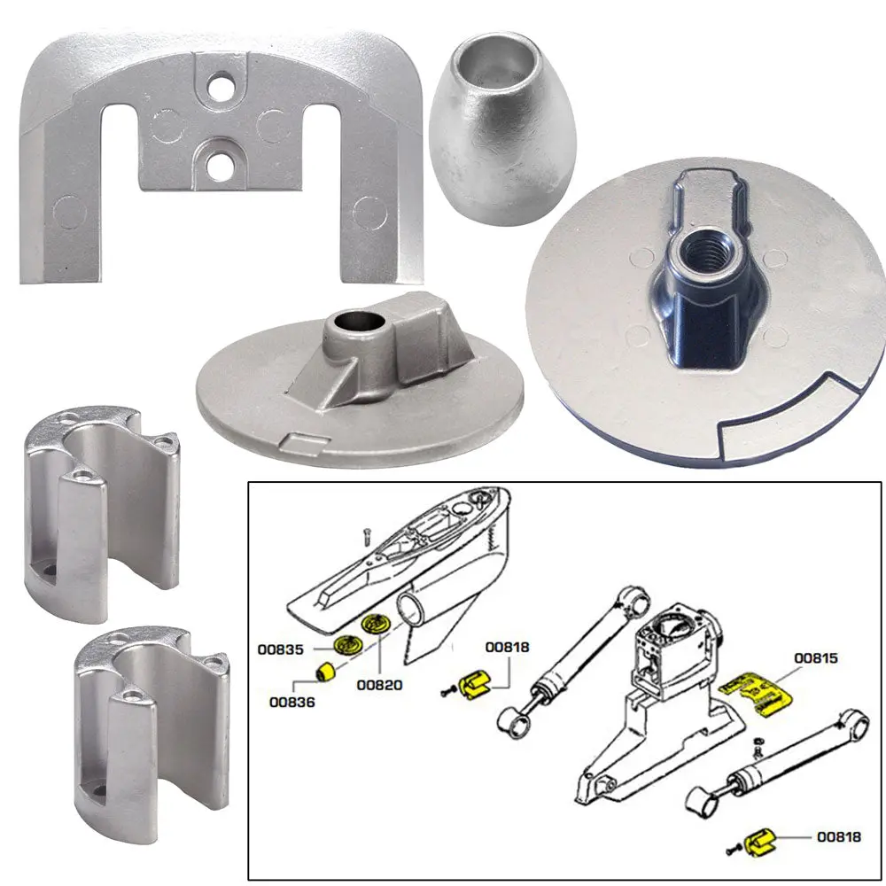 Tecnoseal Anode Kit W/Hardware - Mercury Bravo 3 2004-Present 1