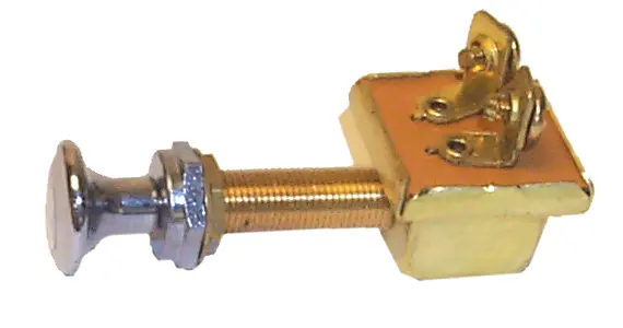 Sierra Mp39380 Waterproof Off/On 2 Screw Terminal Spst Push-Pull Switch, Chrome & Brass Knob 2