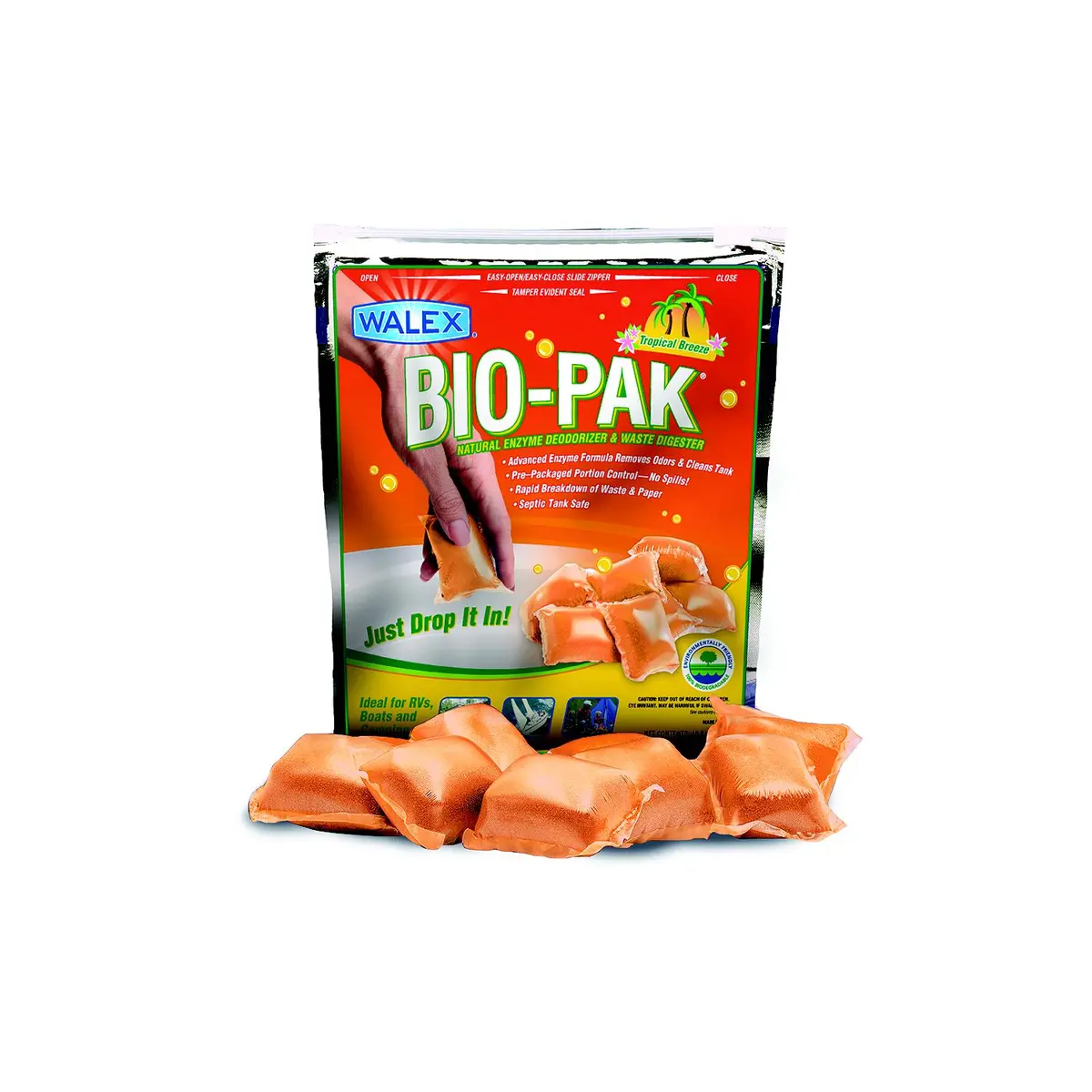 Walex Products Biotropbg Walex Bio-Pak Tropical Breeze Holding Tank Deodorizer, 10/Pk 1