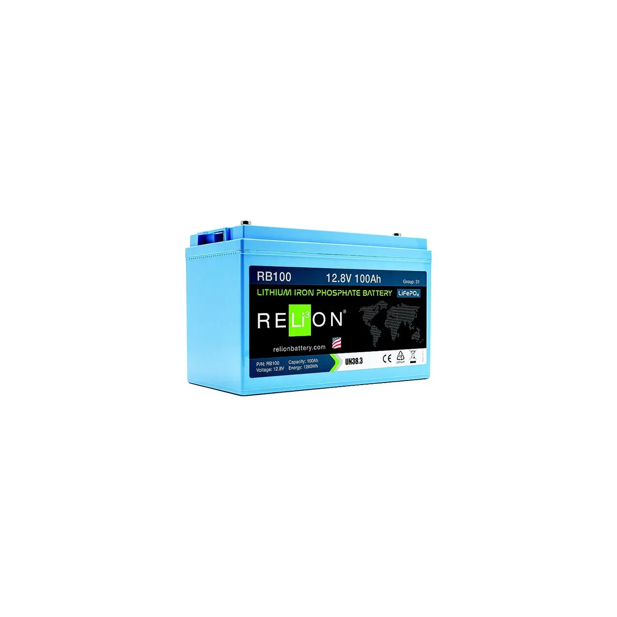 Relion Rb100-Hp Lifepo4 Lithium Iron Phosphate 12V Battery, Group 31 1