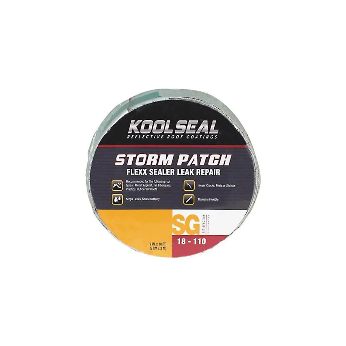 Geocel Ks0018110-99 Kool Seal Storm Patch Flexx Sealer Leak Repair, White, 2" X 10' 1