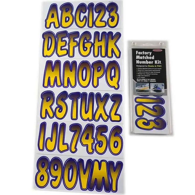 Hardline Yepug200 Series 200 Registration Kit, Cursive, Yellow/Purple Gradation, 4 Sets Of 3" A-Z, 0-9 1