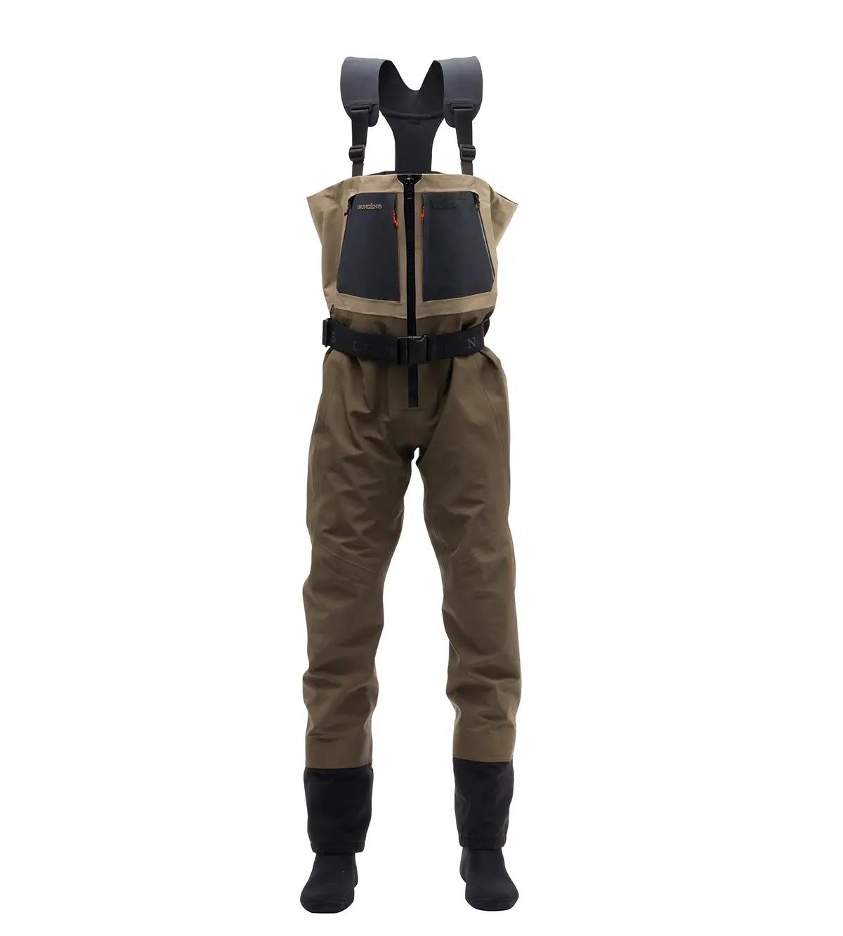 Grundens 90001-356-6012 Men's Boundary Zip Stockingfoot Wader-Stone/Otter-Xl, (12-13) 1
