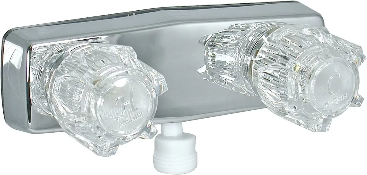 Valterra Pf213350 Phoenix Durapro Chrome Finish Two Handle 4" Rv Shower Valve, Faucet W/ Clear Acrylic Knobs 2