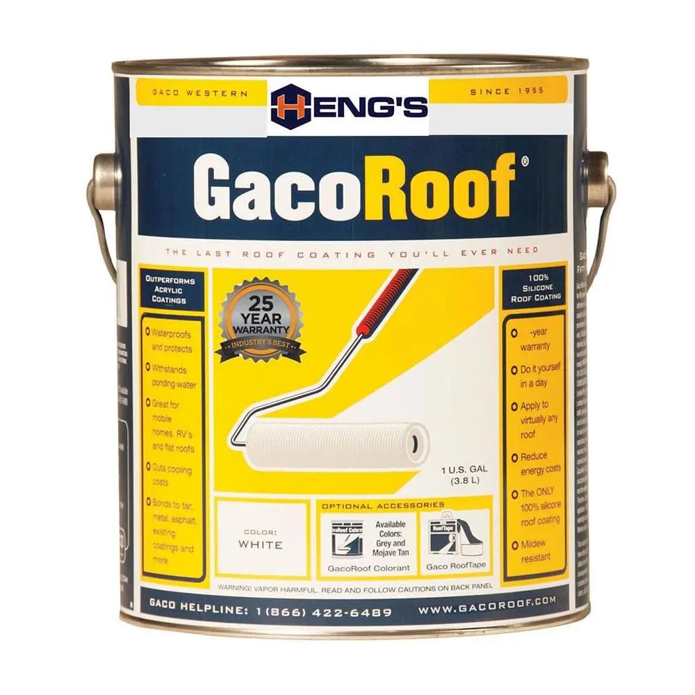 Hengs Hgr1600-1 Gacoroof Silicone Roof Coating, White, Gal 1