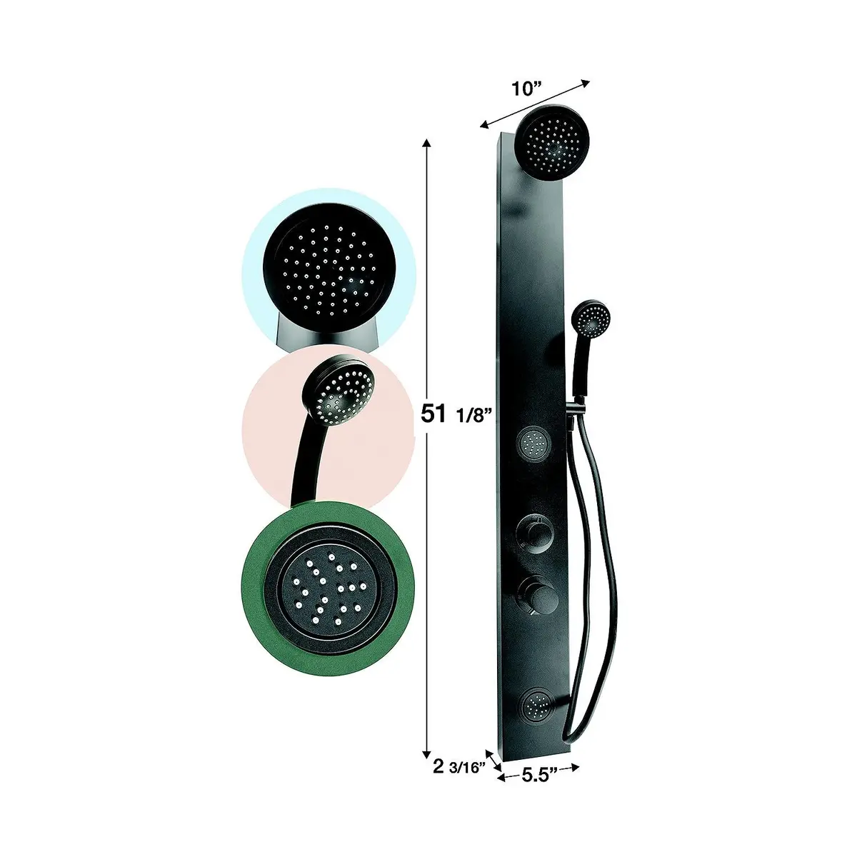 Dura Faucet Df-Sa913-Mb Durafaucet Rv Shower Column W/ Shower Head & Wand, Matte Black 1