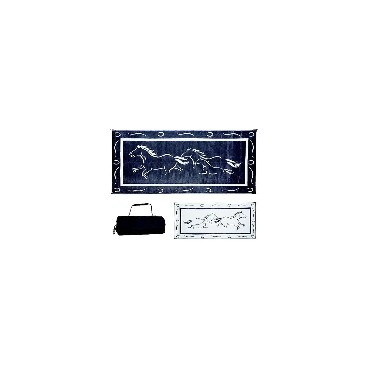 Ming's Mark Gh8181 Reversible Mat, Black/White, Galloping Horses, 8' X 18' 1