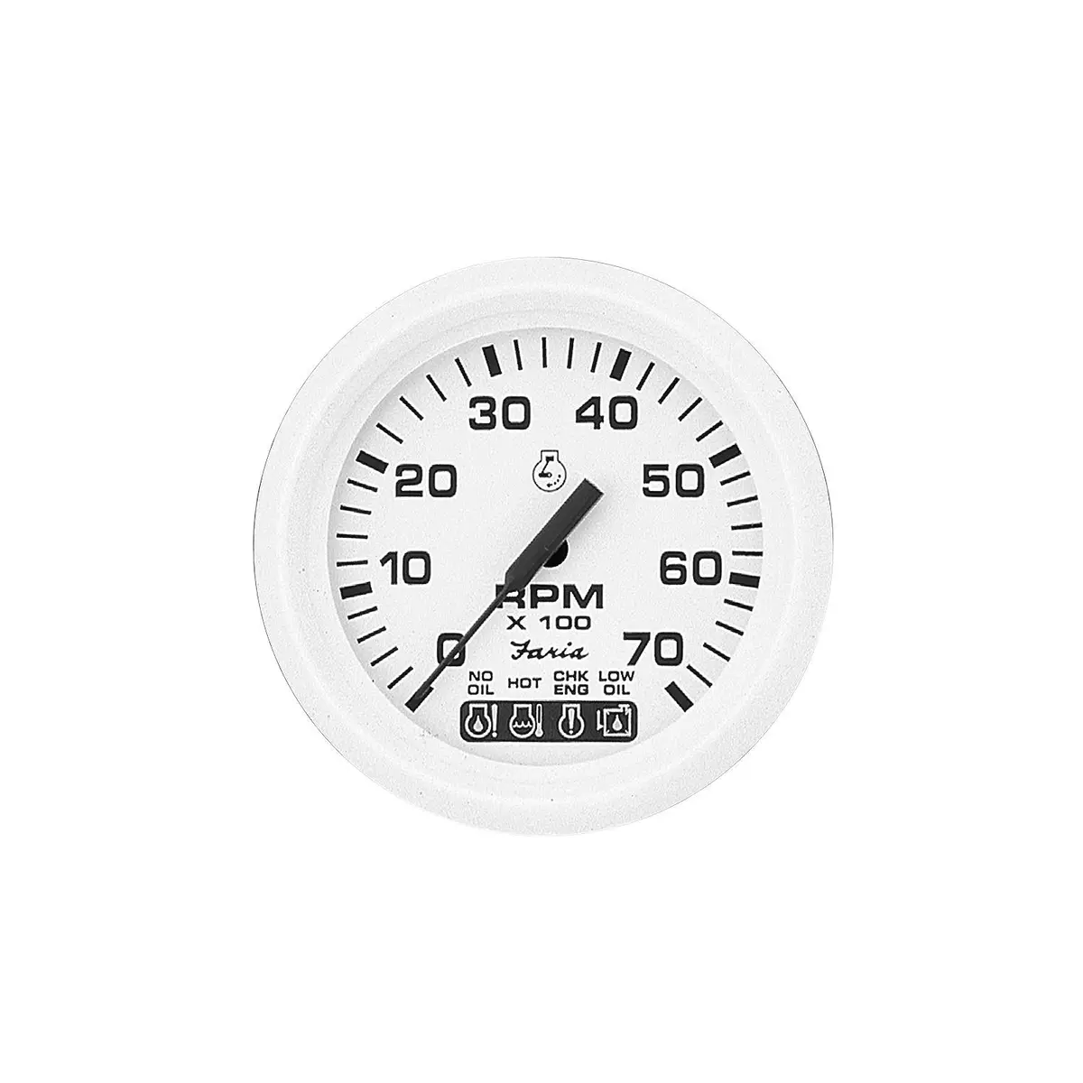 Faria F33150 Dress White 4" Gauge 7000 Rpm Tachometer W/ System Check Indicator, (Gas) (J/E Outboard) 1