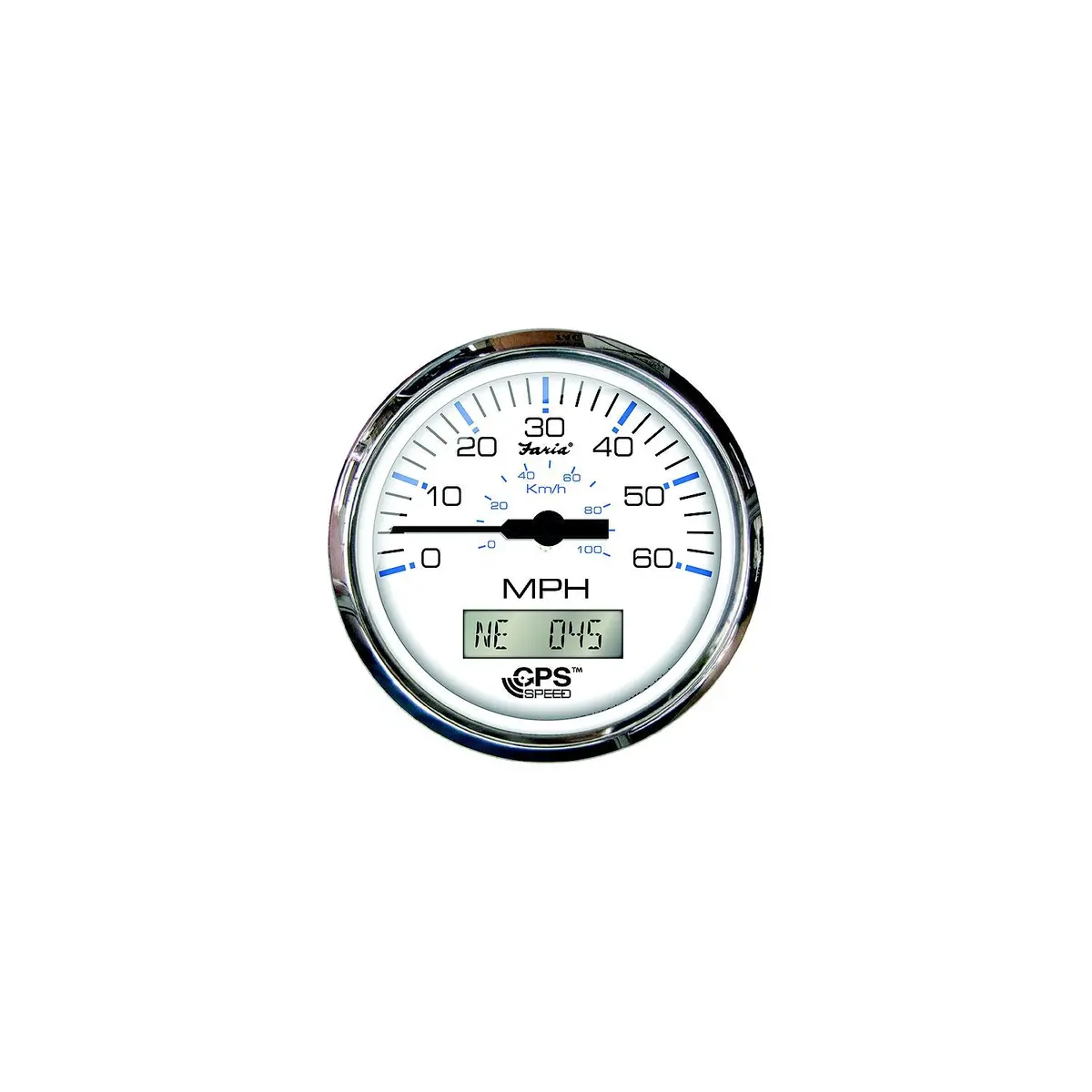 Faria F33826 33826 Chesapeake Ss White 4" Gauge 60 Mph Gps Speedometer W/ Lcd, Compass 1