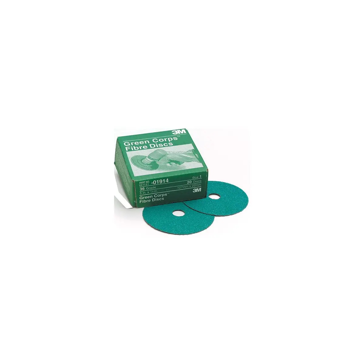 3M 36507 5" X 7/8" 40 Grit Green Discs 1