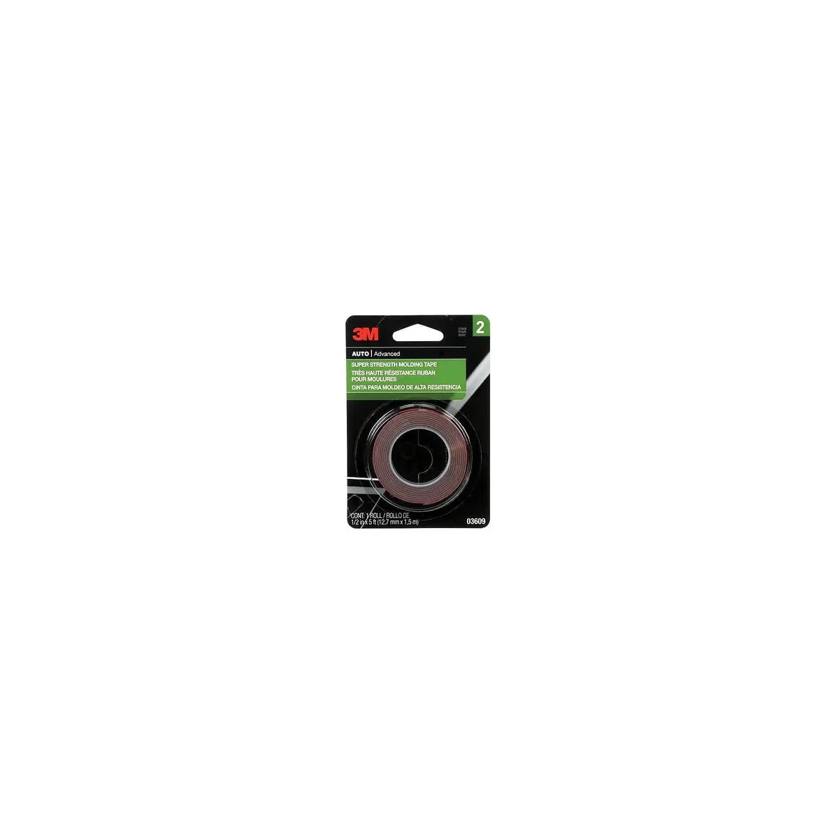 3M 03609 Super Strength Molding Tape, 1/2" X 5' 1