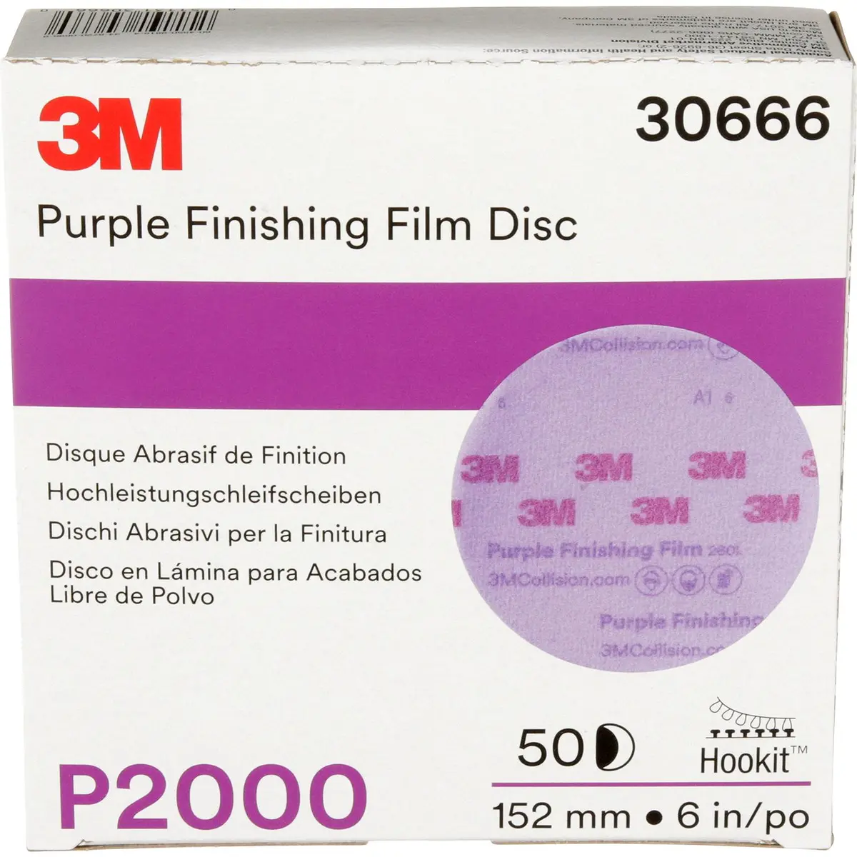 3M 30666 Hookit Purple Finishing Film Discs, 50/Box 1