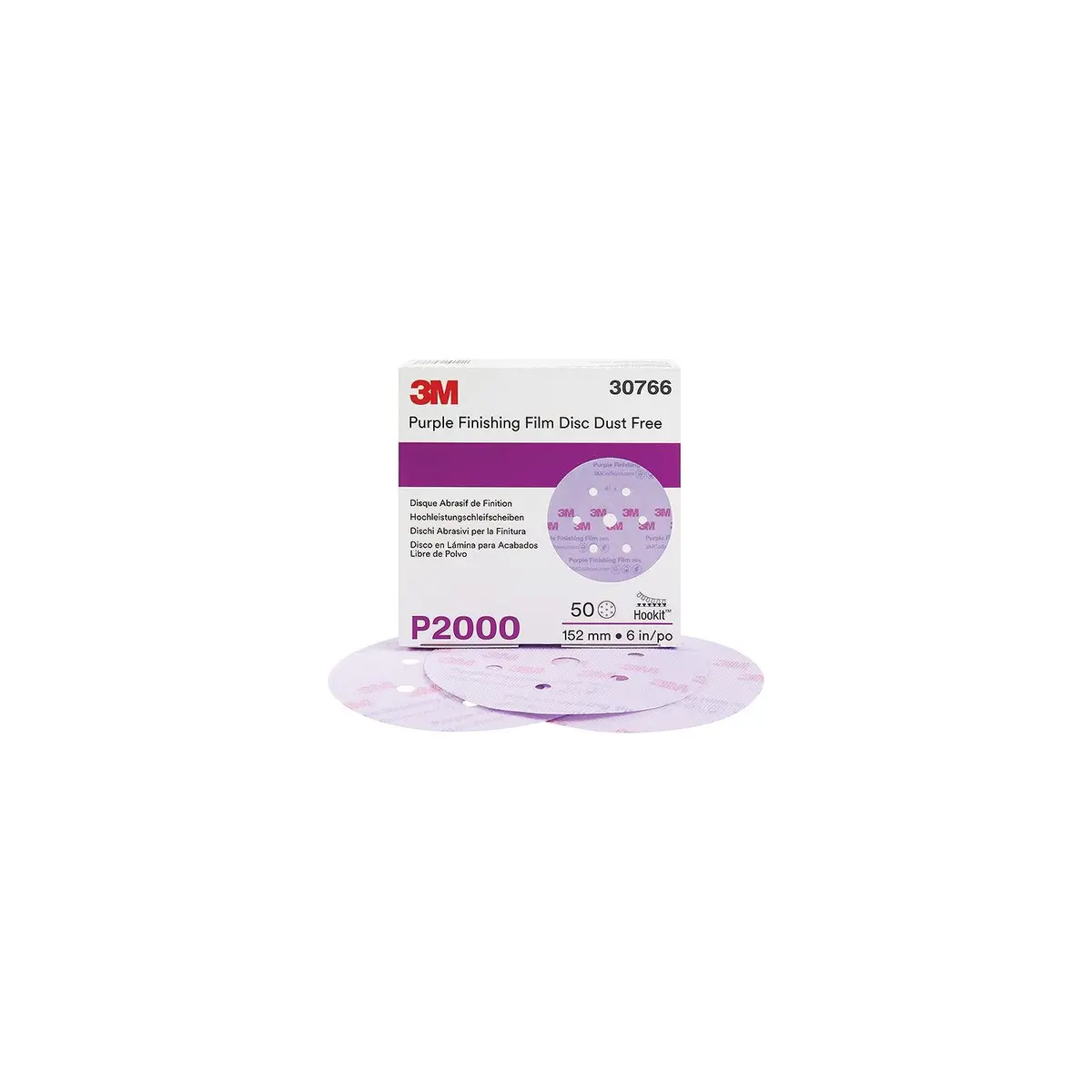 3M 30766 Hookit Purple Dust-Free Finishing Film Discs, 50/Box 1