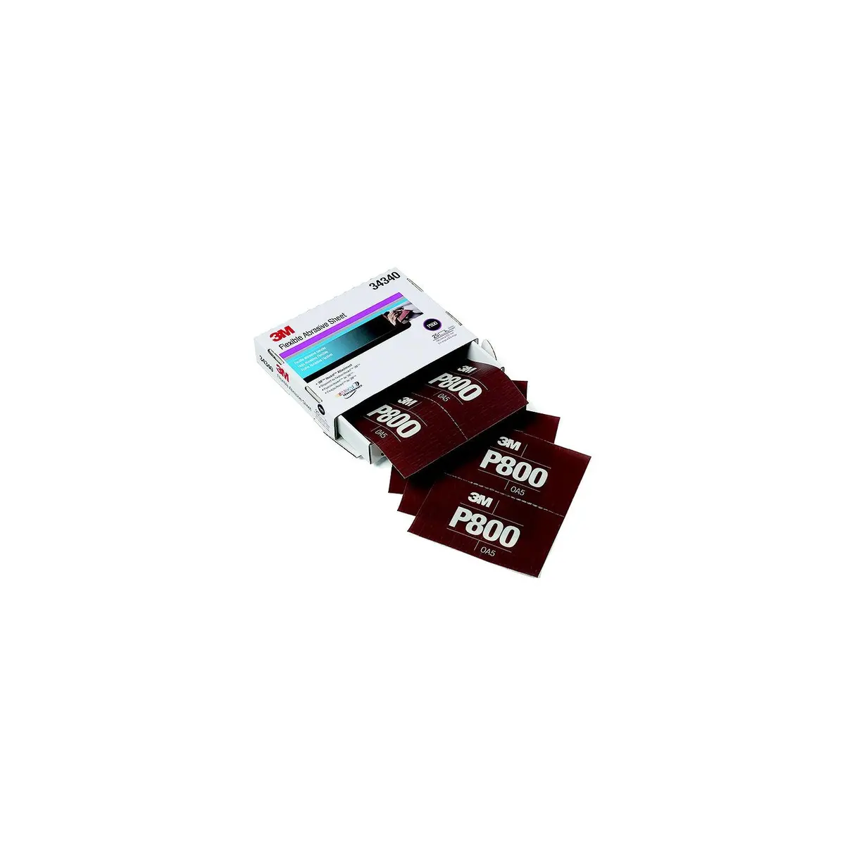 3M 34340 Hookit Flexible Abrasive Hand Sheet, P800, 25/Pk 1