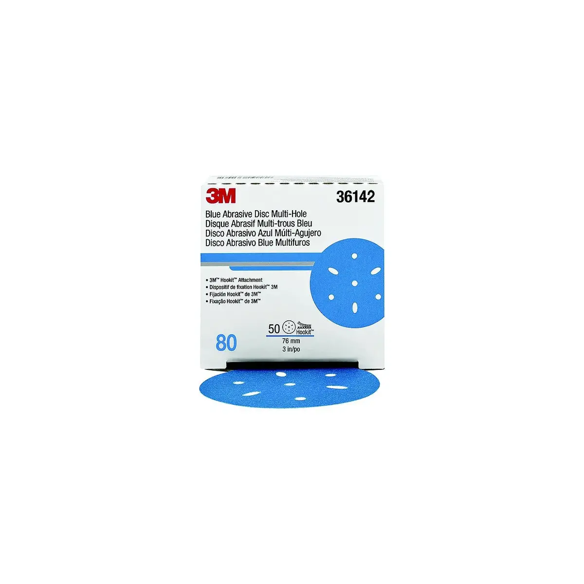 3M 36176 Blue Abrasivie Hookit Disc, 6", 50/Box 1