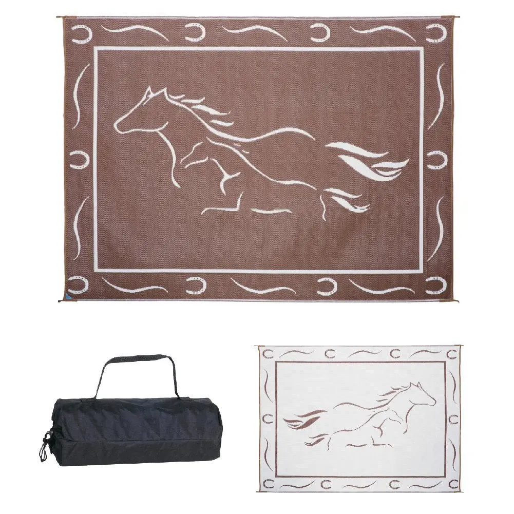 Ming's Mark Gh8117 Reversible Mat, Brown/White, Galloping Horses, 8' X 11' 1